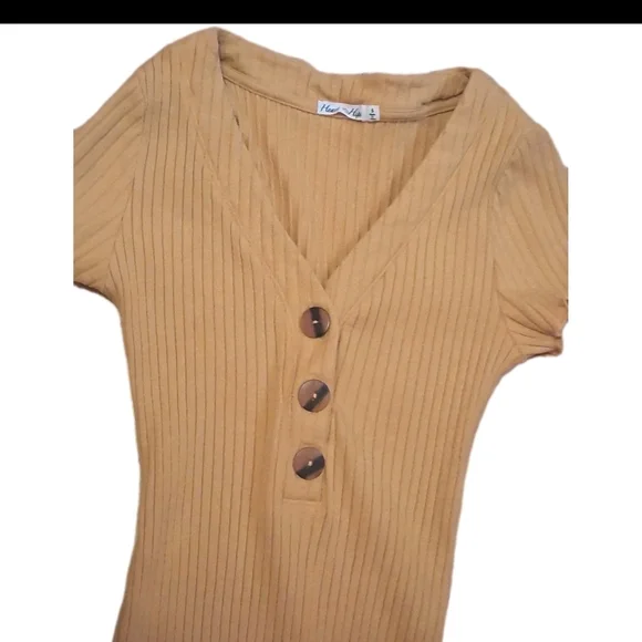 Heart Hips Yellow Ribbed Midi Dress - Picture 4 of 7